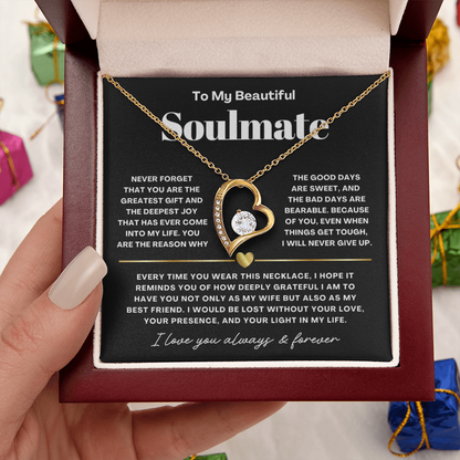 To My Soulmate - Love Heart Necklace - You Are the Greatest Gift from Husband