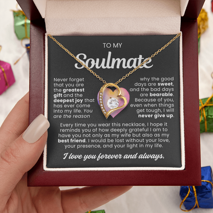 To My Soulmate - Love Heart Necklace - You Are the Greatest Gift Message Card Gift from Husband