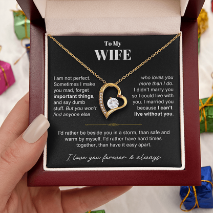 To My Wife - Love Heart Necklace - Rather Be Beside You Valentine's Day Gift