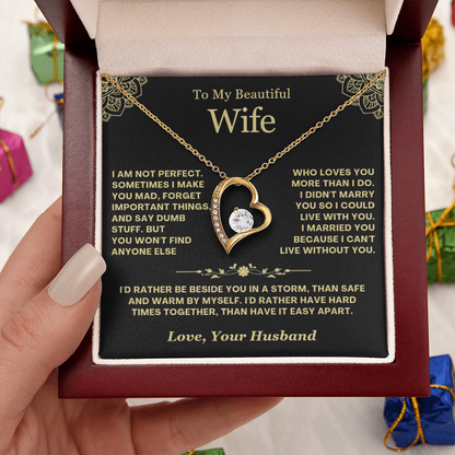 To My Wife - Love Heart Necklace - Rather Beside You Valentine's Day Gift