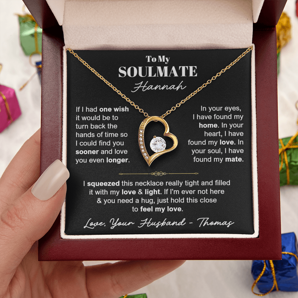 To My Soulmate - Love Heart Necklace - Personalizable Gift Set from Husband
