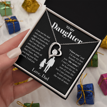 To My Daughter Necklace from Dad - Love Heart Necklace -  Always Loving You Message Card Gift