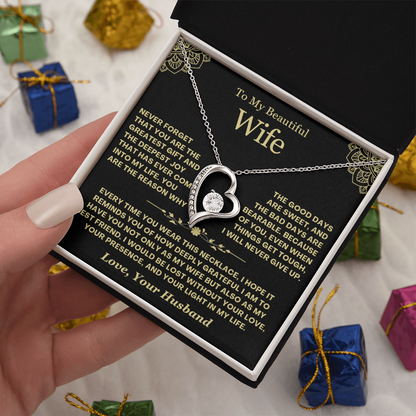 To My Wife - Love Heart Necklace - Greatest Gift Valentine's Day Gift
