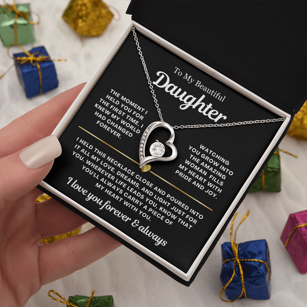 To My Daughter Necklace - Love Heart Necklace - You Are My Pride Message Gift