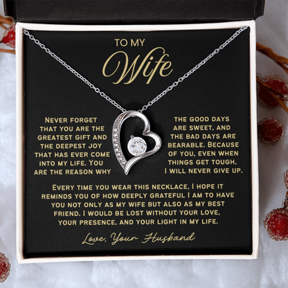 To My Wife - Love Heart Necklace - You Are the Greatest Gift from Husband