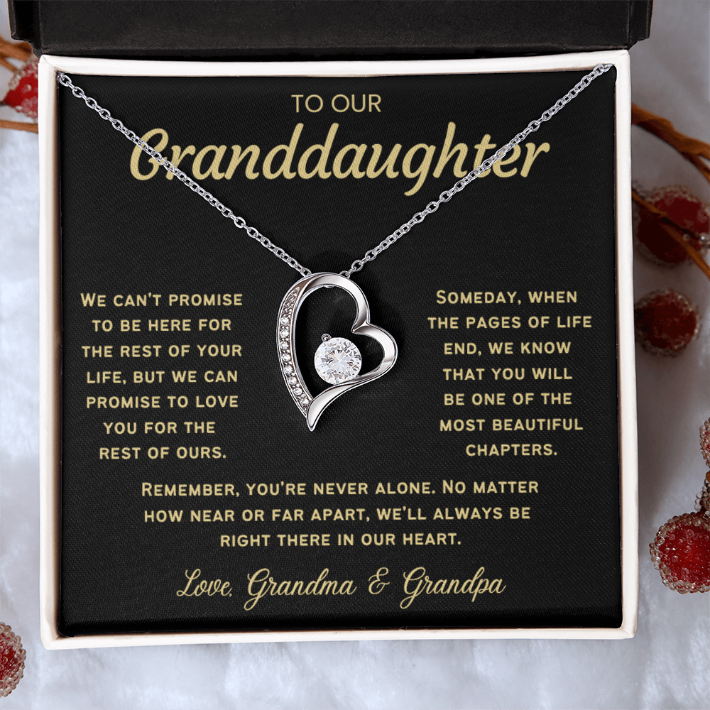 To Our Granddaughter Necklace from Dad - Love Heart Necklace - Message Card Jewelry Gift