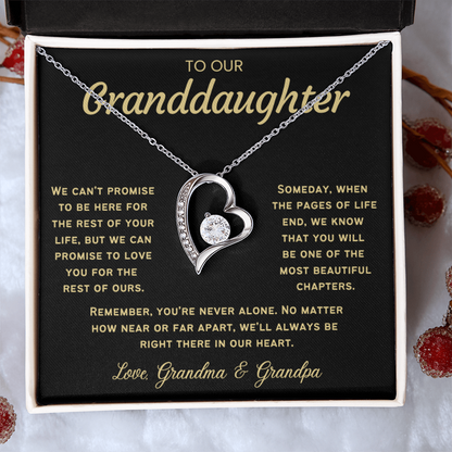 To Our Granddaughter Necklace from Dad - Love Heart Necklace - Message Card Jewelry Gift