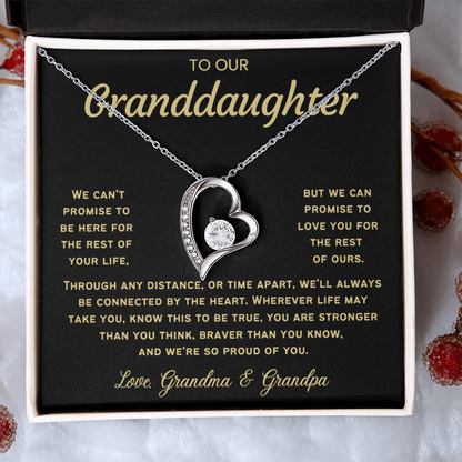 To Our Granddaughter Necklace from Dad - Love Heart Necklace - Message Card Jewelry Gift