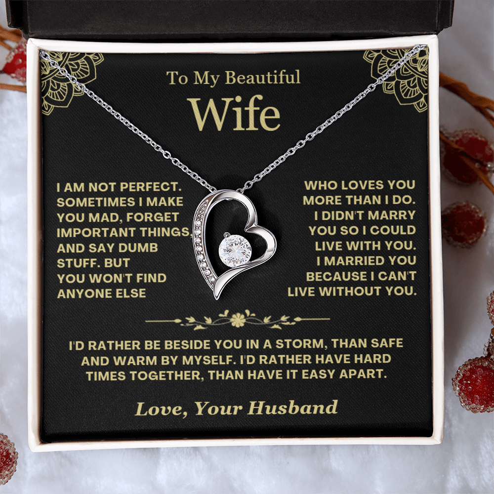 To My Wife - Love Heart Necklace - Rather Beside You Valentine's Day Gift