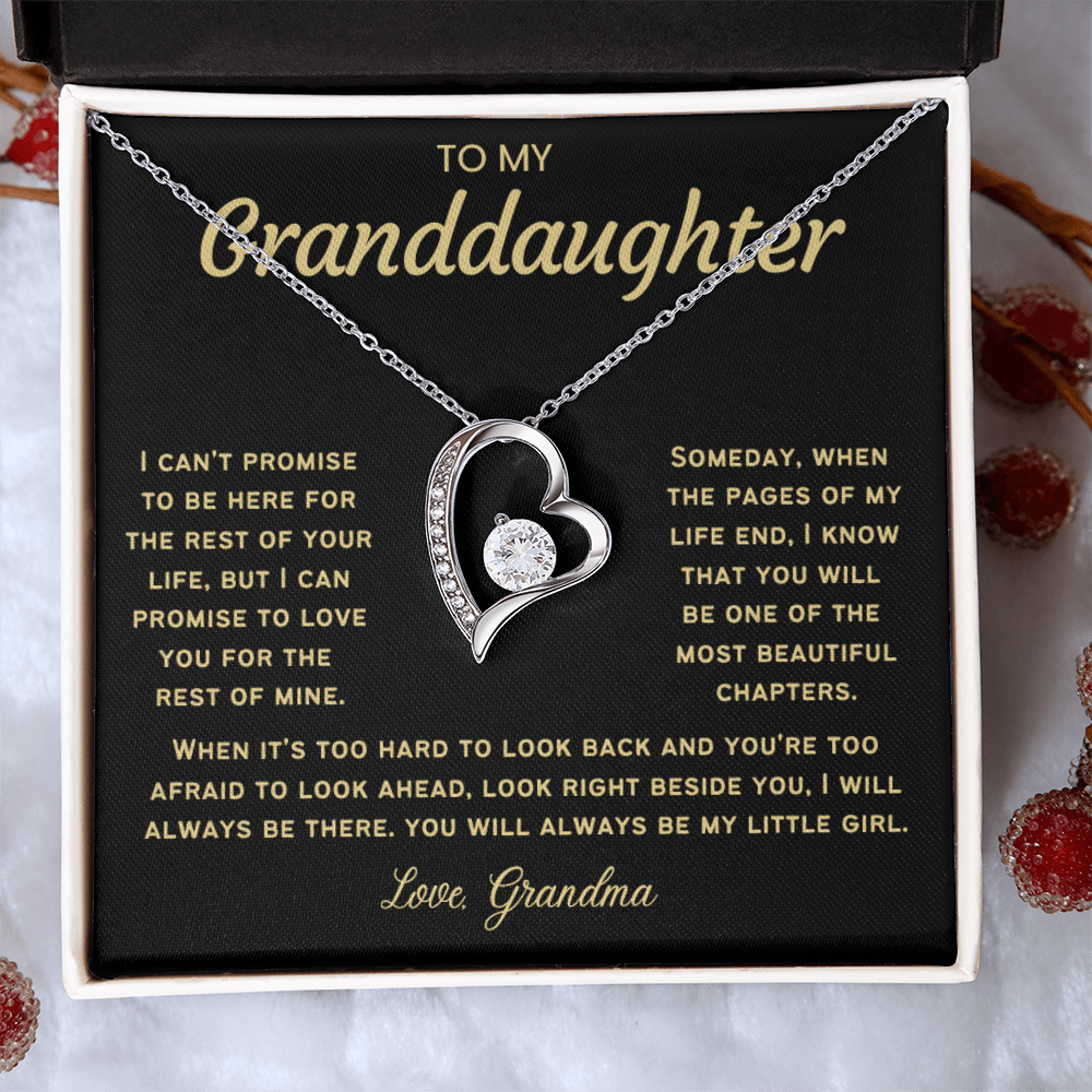To My Granddaughter Necklace from Dad - Love Heart Necklace - Message Card Jewelry Gift