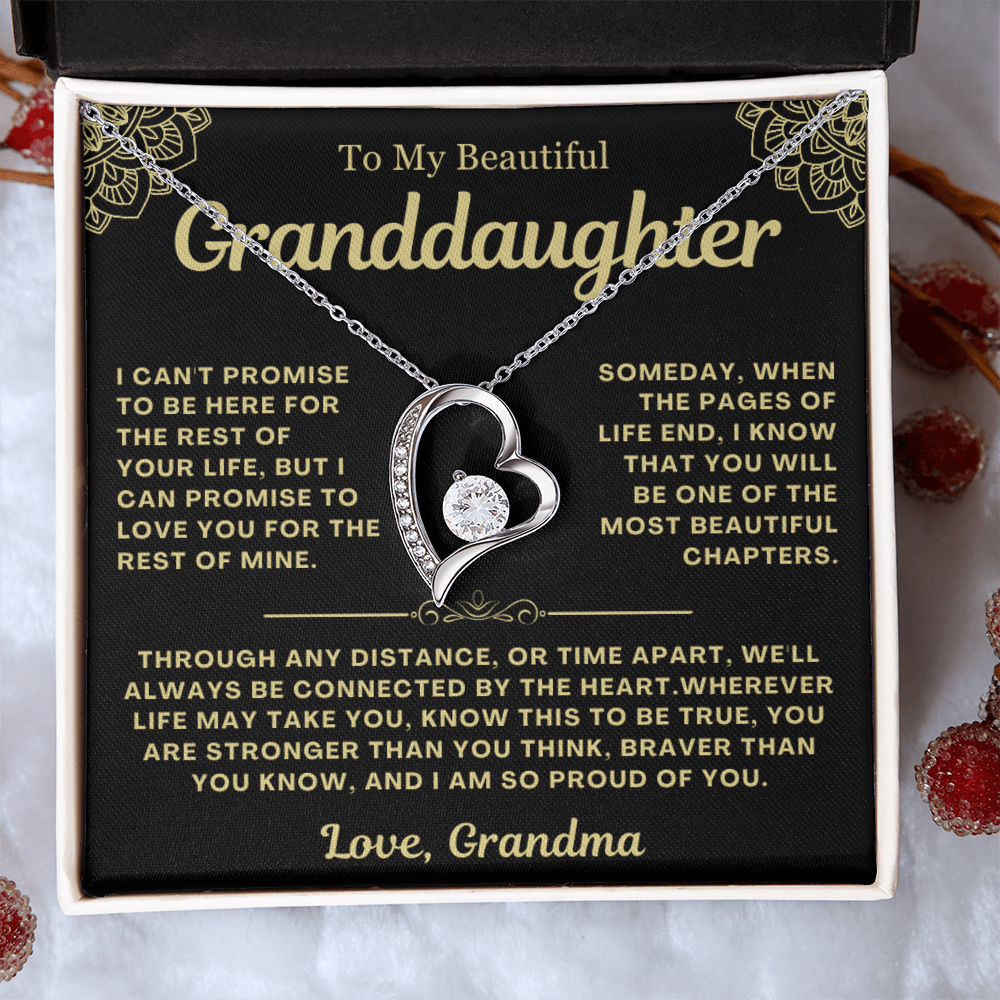 To My Granddaughter Necklace - Love Heart Necklace - I Am So Proud Of You Message Card Jewelry Gift (Copy)