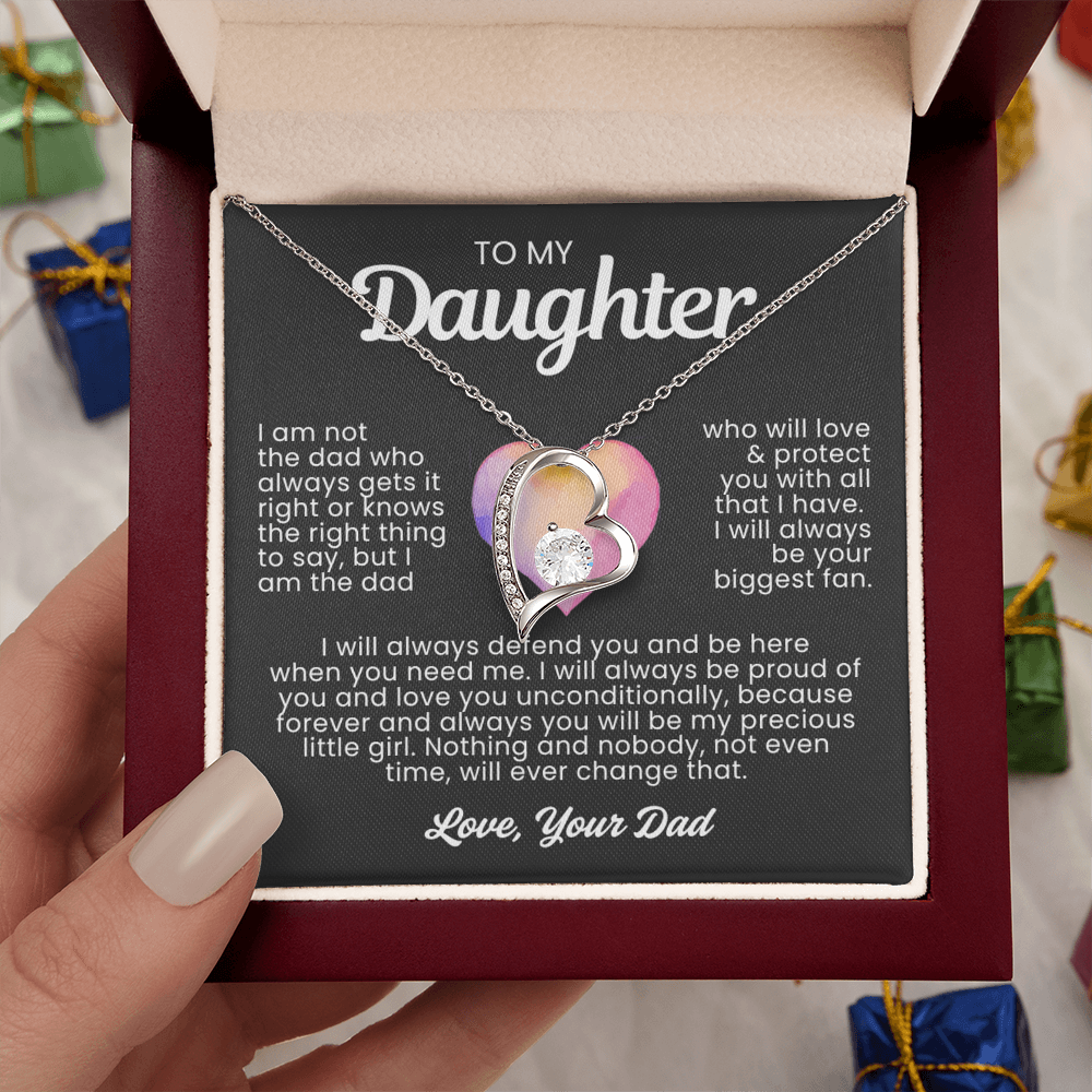 To My Daughter Necklace from Dad - Love Heart Necklace - Always Proud Of You Message Card Gift