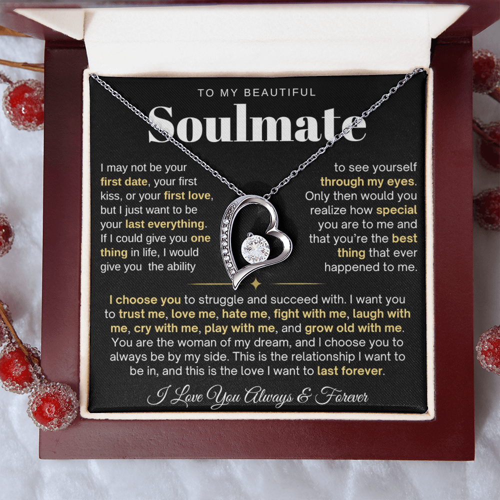 To My Soulmate Necklace - Love Heart Necklace - I Choose You