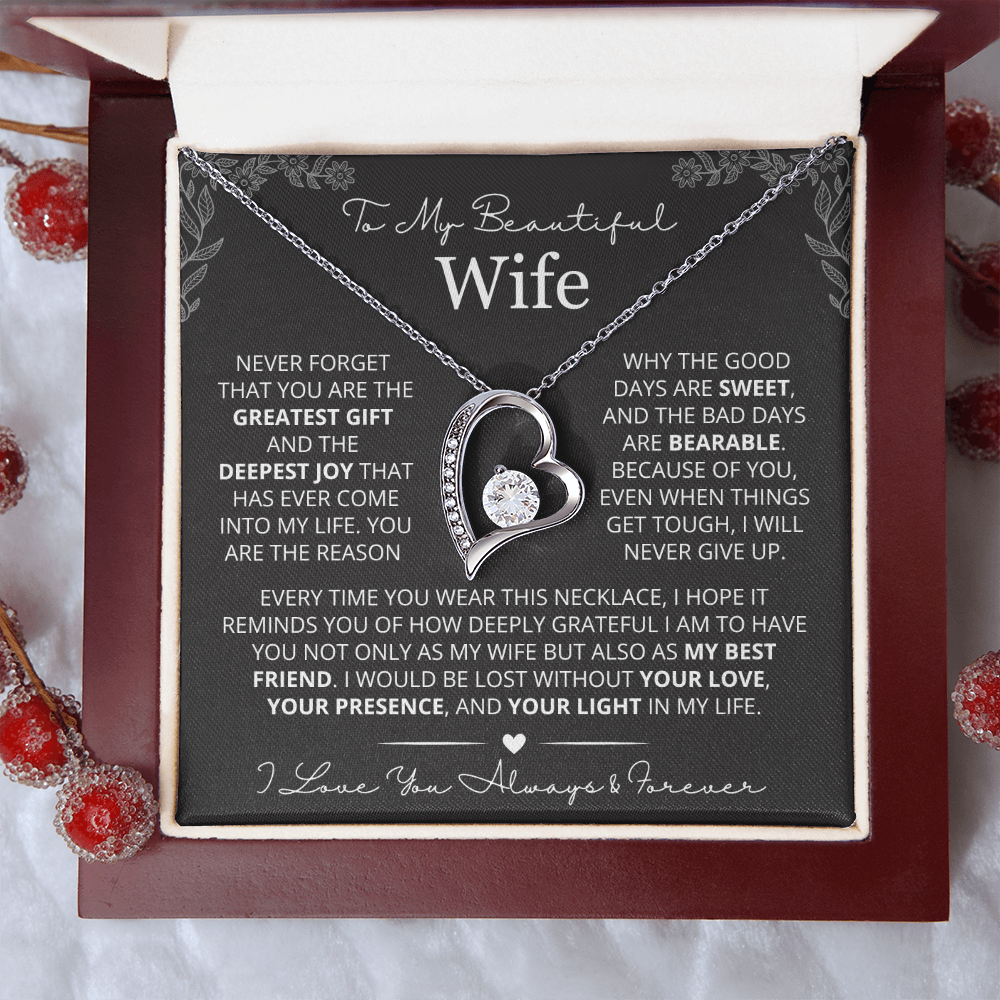 To My Wife - Love Heart Necklace - You Are the Greatest Gift