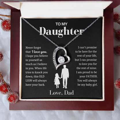 To My Daughter - Love Heart Necklace - Always Be My Baby Girl