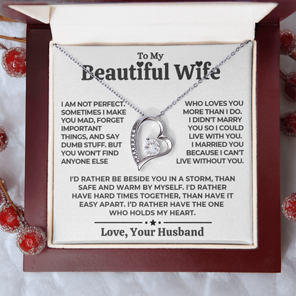 To My Wife - Love Heart Necklace - Eternal Rose Gift Box