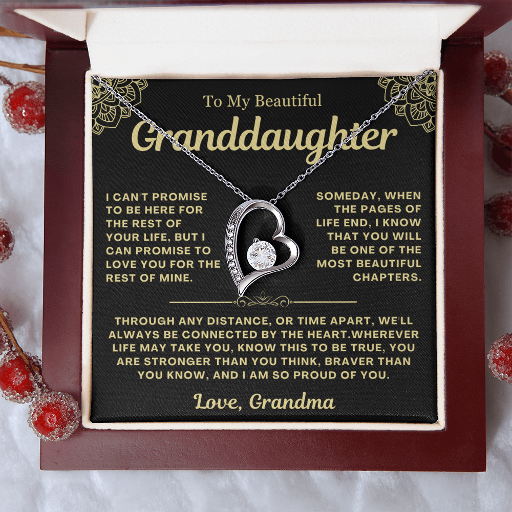 To My Granddaughter Necklace - Love Heart Necklace - I Am So Proud Of You Message Card Jewelry Gift (Copy)