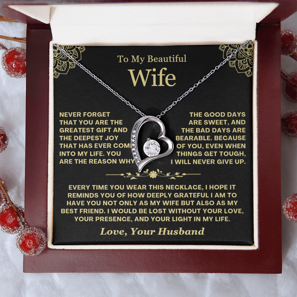 To My Wife - Love Heart Necklace - Greatest Gift Valentine's Day Gift