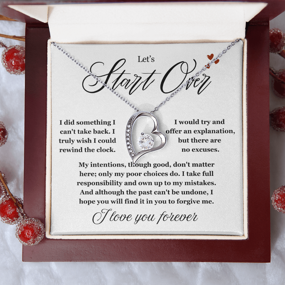 To My Love - Love Heart Necklace - Let's Start Over Message Card Gift