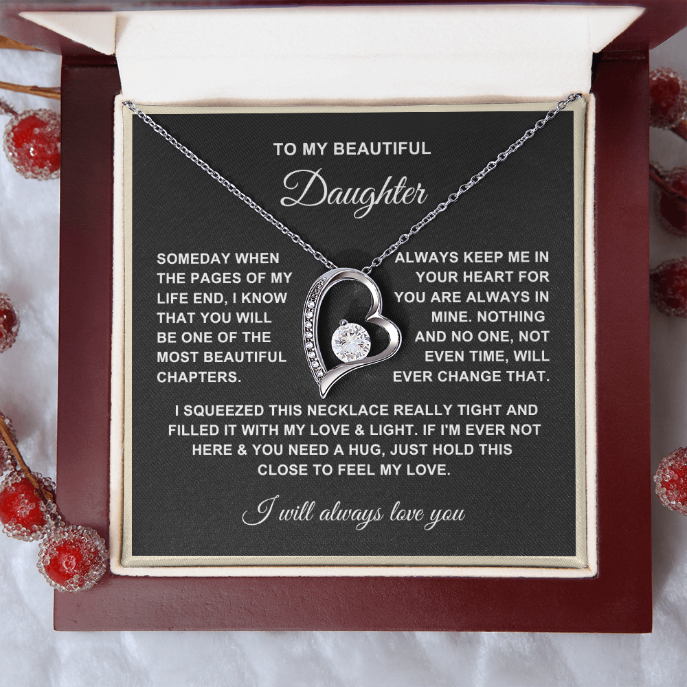 To My Daughter Necklace - Love Heart Necklace - Proud Of You Message Gift