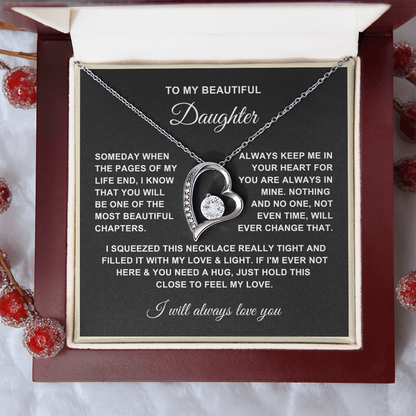To My Daughter Necklace - Love Heart Necklace - Proud Of You Message Gift