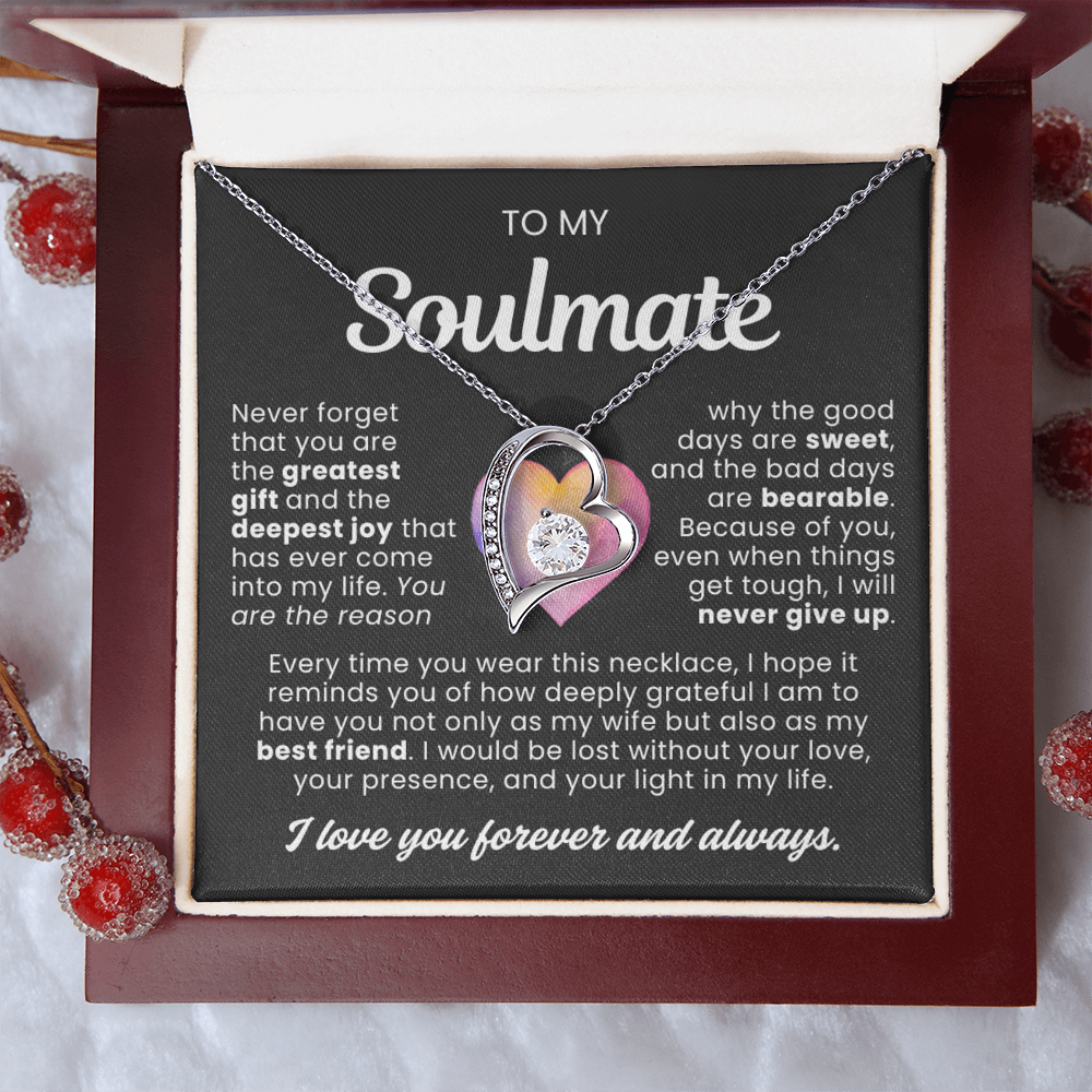 To My Soulmate - Love Heart Necklace - You Are the Greatest Gift Message Card Gift from Husband