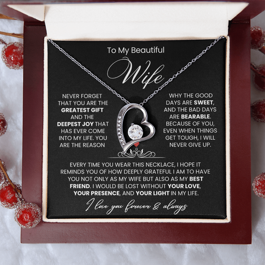 To My Wife - Love Heart Necklace - You Are the Greatest Gift