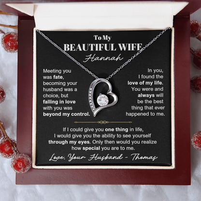 To My Wife - Love Heart Necklace - Personalizable Gift Set from Husband