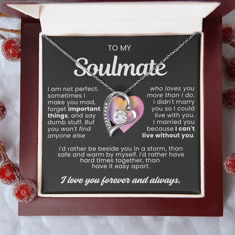 To My Wife - Love Heart Necklace - Can't Live Without You Valentine's Day Gift