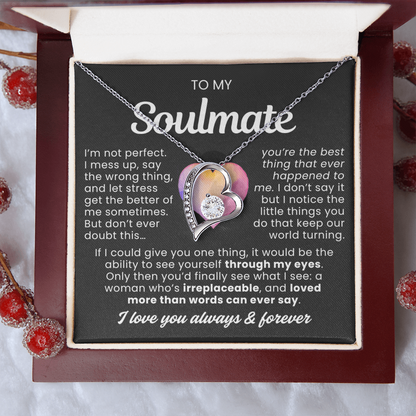 To My Soulmate - Love Heart Necklace -  Best Thing Message Card Gift from Husband