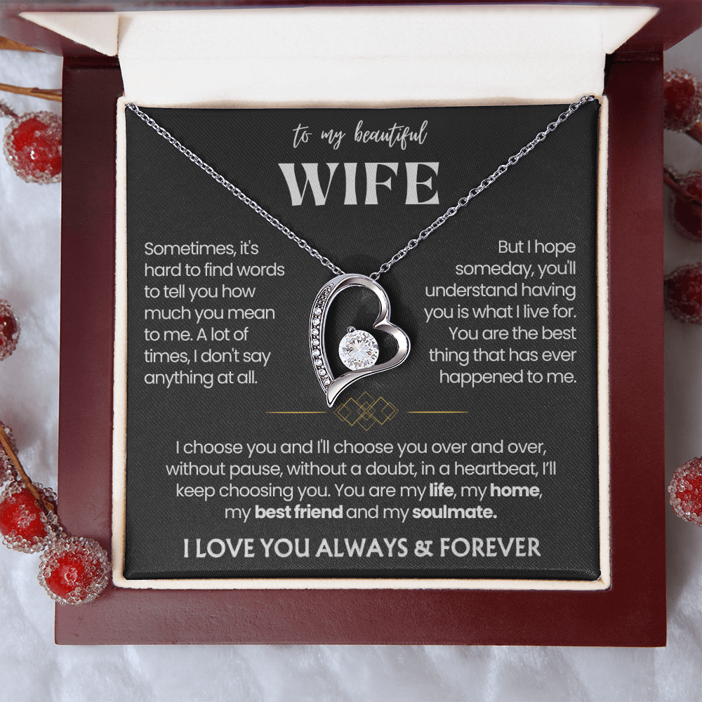 To My Wife - Love Heart Necklace - I Choose You