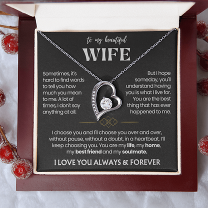 To My Wife - Love Heart Necklace - I Choose You