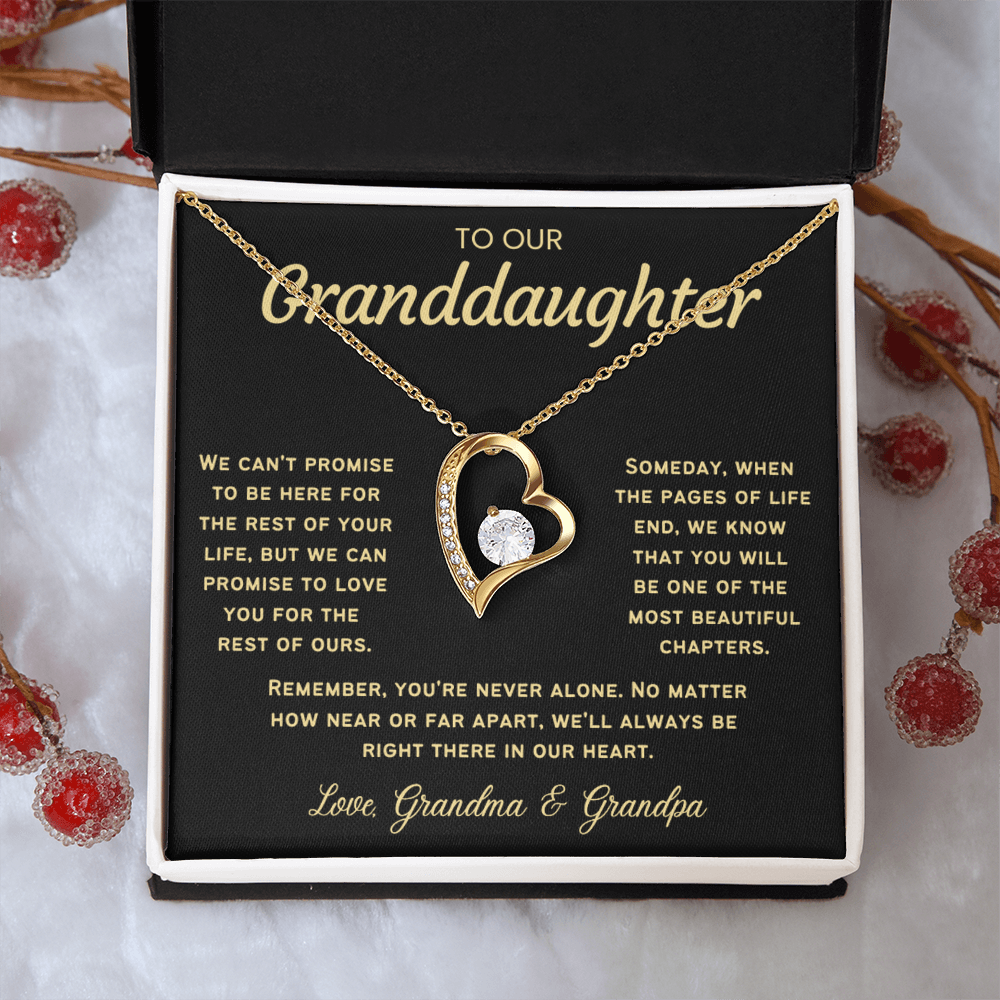 To Our Granddaughter Necklace from Dad - Love Heart Necklace - Message Card Jewelry Gift