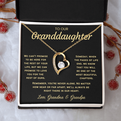 To Our Granddaughter Necklace from Dad - Love Heart Necklace - Message Card Jewelry Gift
