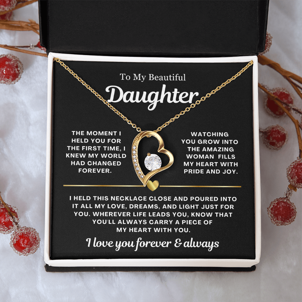 To My Daughter Necklace - Love Heart Necklace - You Are My Pride Message Gift