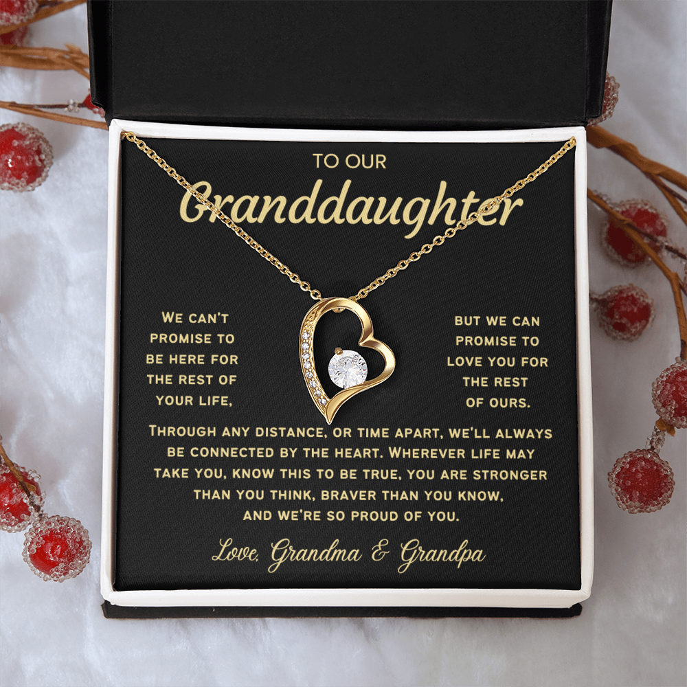 To Our Granddaughter Necklace from Dad - Love Heart Necklace - Message Card Jewelry Gift
