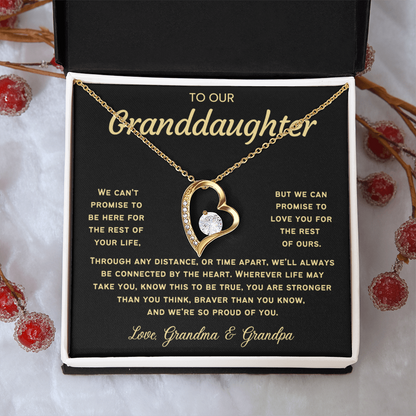 To Our Granddaughter Necklace from Dad - Love Heart Necklace - Message Card Jewelry Gift