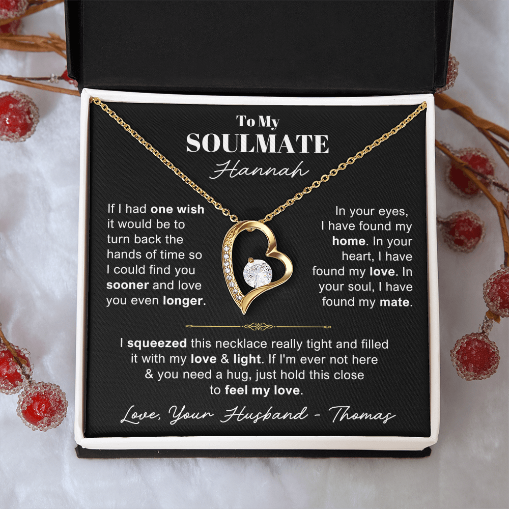 To My Soulmate - Love Heart Necklace - You Are the Woman of My Dream Message Card Gift
