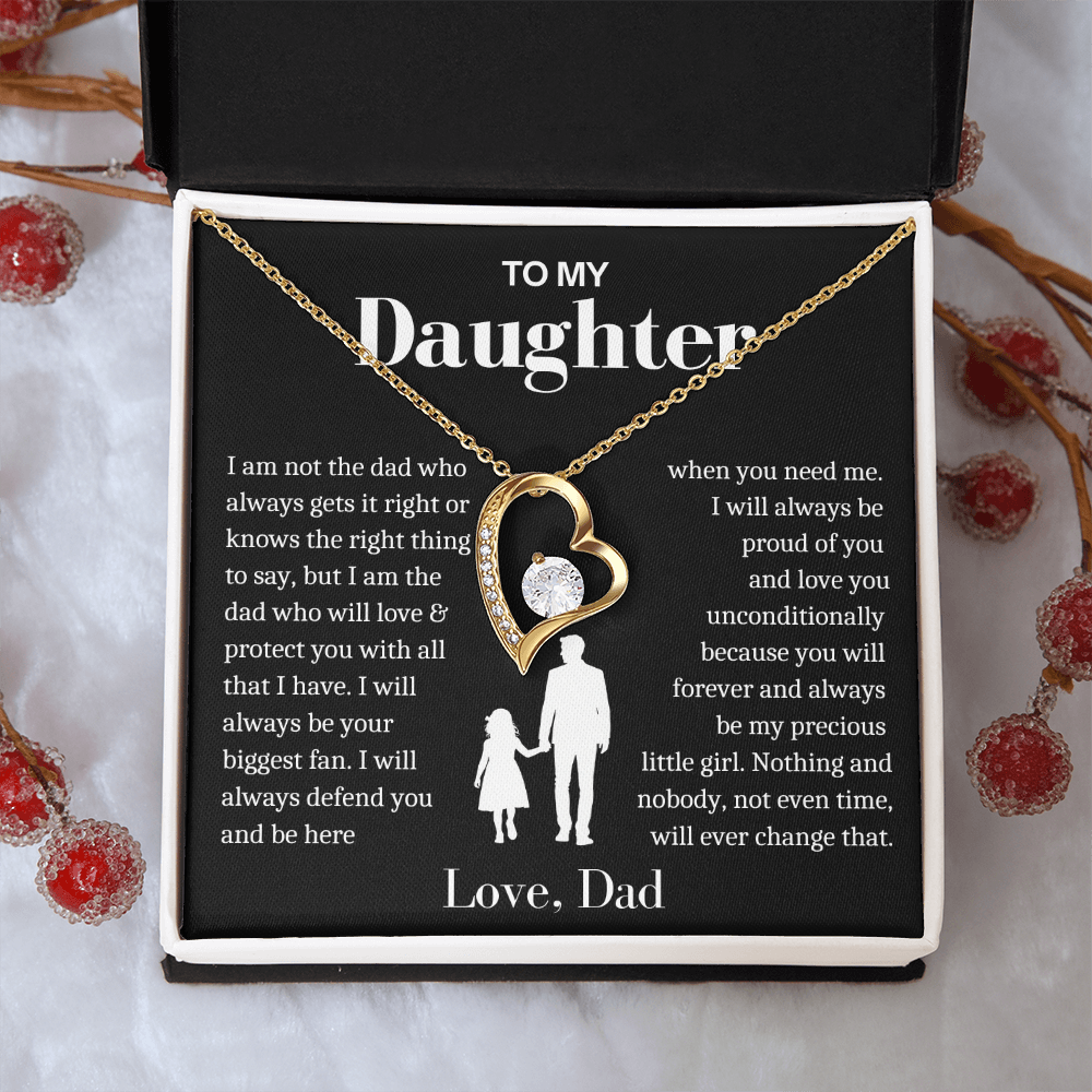 To My Daughter - Love Heart Necklace - You Will Always Be My Precious Little Girl