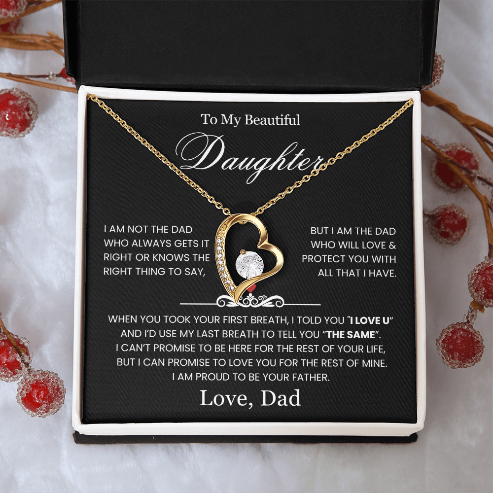 To My Daughter Necklace - Love Heart Necklace - Proud Of You Message Gift