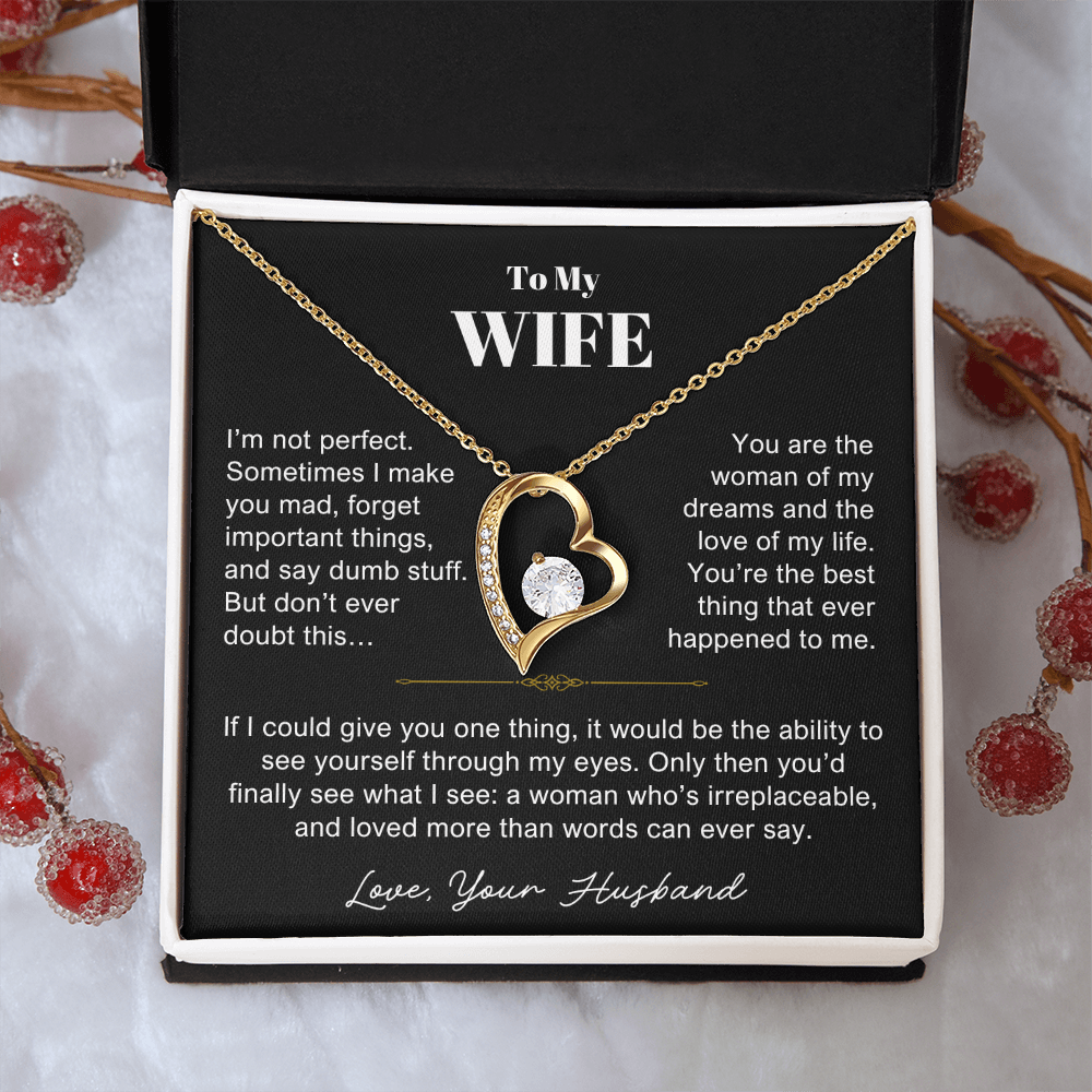 To My Wife - Love Heart Necklace - You Are Irreplaceable Message Card Gift