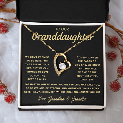 To My Granddaughter Necklace - Love Heart Necklace - Message Card Jewelry Gift