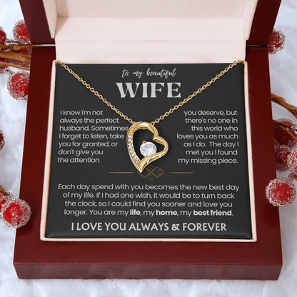 To My Wife - Love Heart Necklace - You Are My Life