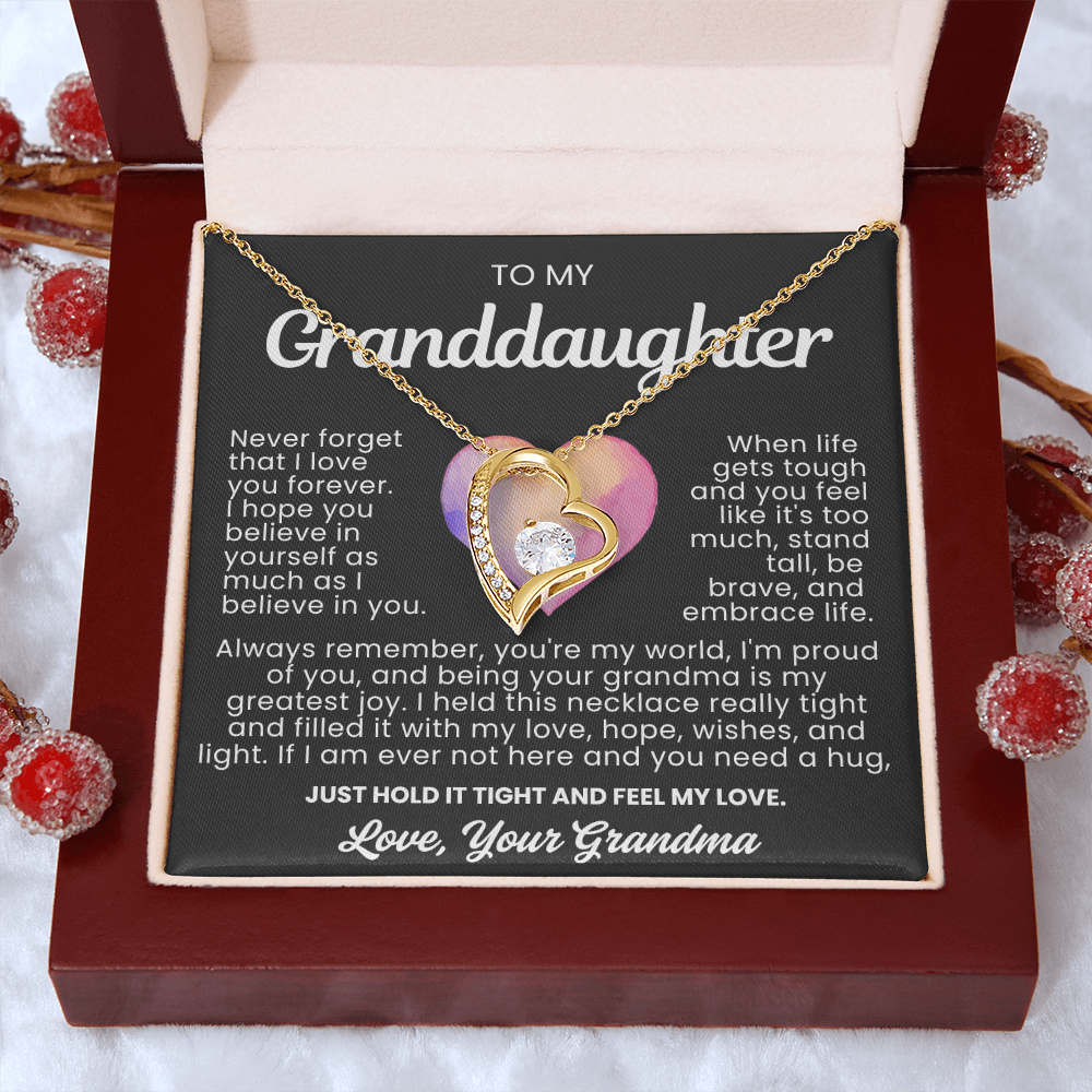 To My Granddaughter Necklace - Love Heart Necklace - You Are My World