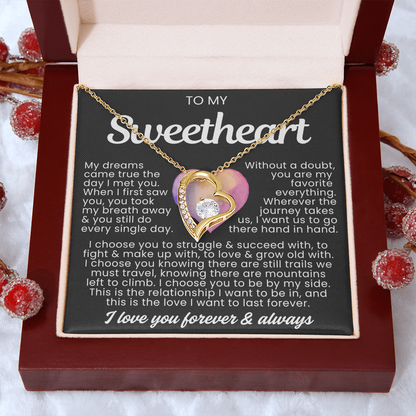 To My Sweetheart Necklace - Love Heart Necklace - I Choose You