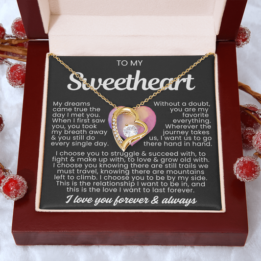 To My Sweetheart Necklace - Love Heart Necklace - I Choose You