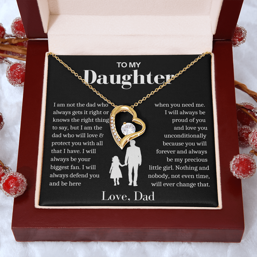 To My Daughter - Love Heart Necklace - You Will Always Be My Precious Little Girl
