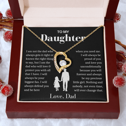 To My Daughter - Love Heart Necklace - You Will Always Be My Precious Little Girl