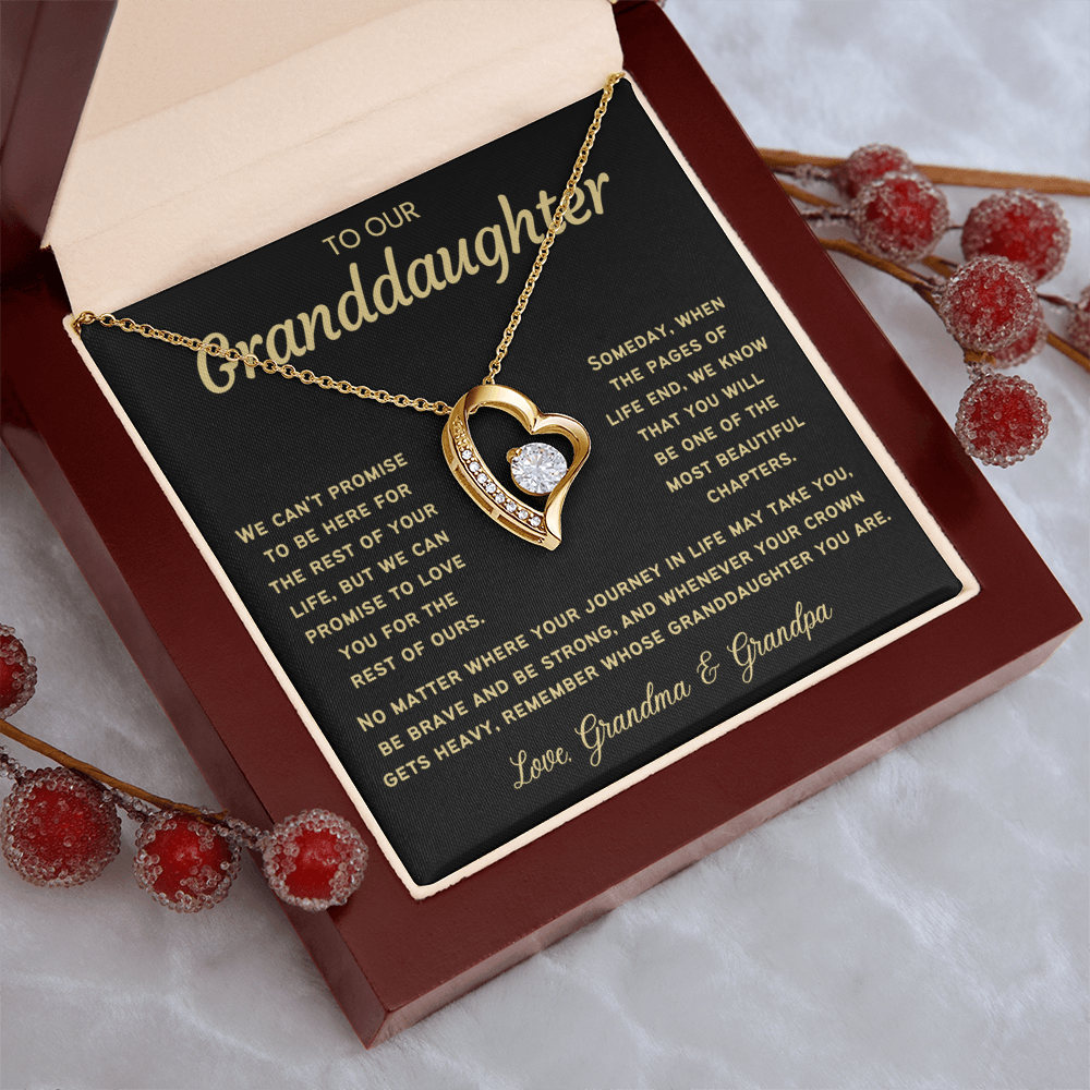 To My Granddaughter Necklace - Love Heart Necklace - Message Card Jewelry Gift