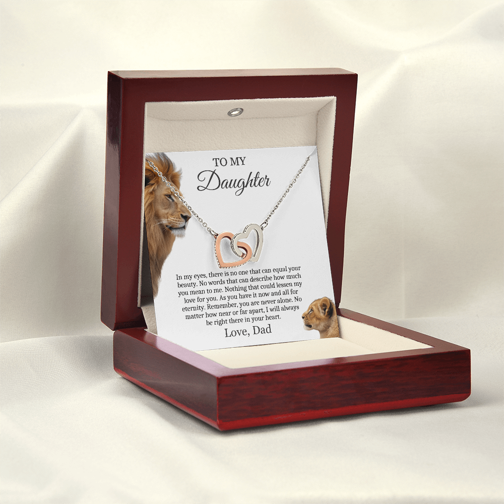 To My Daughter - Linked Hearts Necklace - You Are Never Alone Message Card Gift